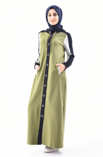 Abaya Sport a Capuche 8364-01 Vert Huile 8364-01