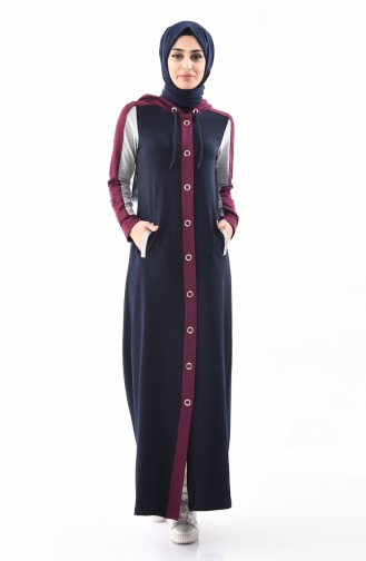BWEST Hooded Sportswear Abaya 8364-04 Navy 8364-04