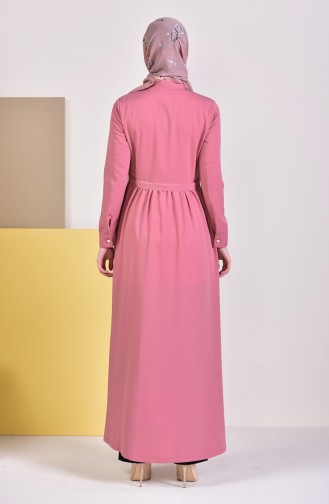 MISS VALLE  Pleated Zippered Abaya 9015-02 dry Rose 9015-02