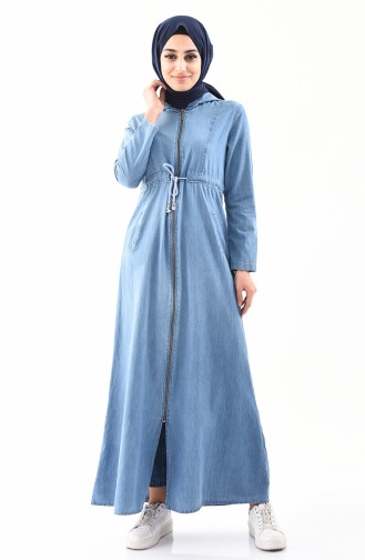 Jeans Abaya mit Kapuze 4030-01 Jeansblau 4030-01