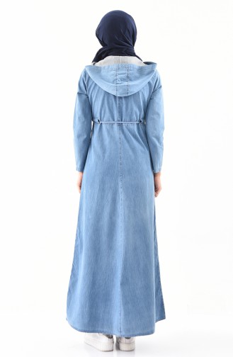 Abaya Jean a Capuche 4030-01 Bleu Jean 4030-01