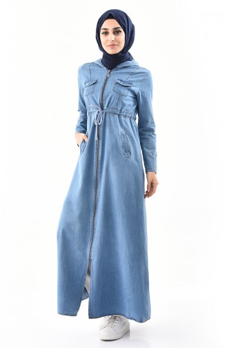 Jeans Abaya mit Kapuze 4031-01 Jeansblau 4031-01