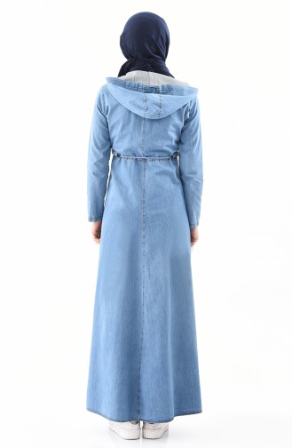 Jeans Abaya mit Kapuze 4031-01 Jeansblau 4031-01