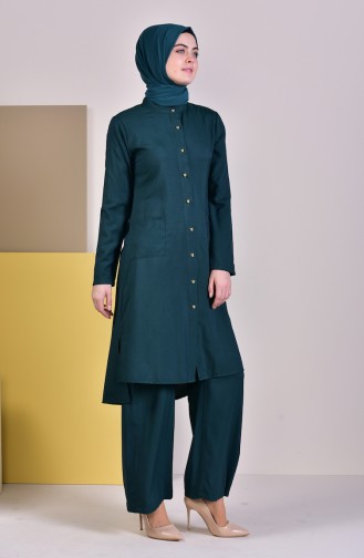 Tunik Pantolon İkili Takım 1197-02 Zümrüt Yeşili