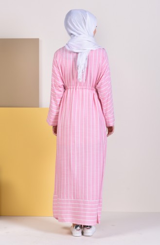 فستان بتصميم مُخطط 0308-03 لون زهري 0308-03