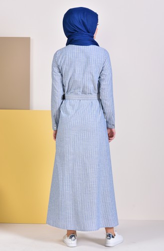 Belt Stripe Dress 1334-02 Blue 1334-02