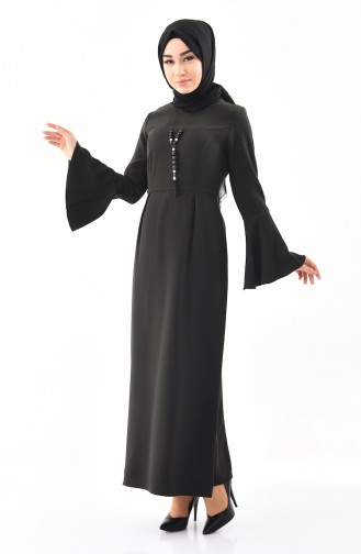 Dunkel Khaki Hijab Kleider 2050-08