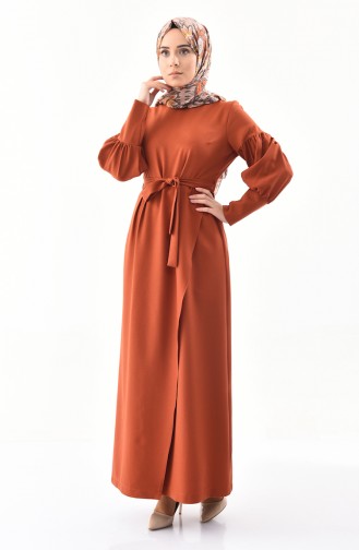 Brick Red Hijab Dress 1045-06