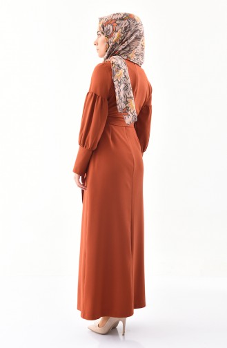 Ziegelrot Hijab Kleider 1045-06