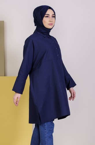 W.B Slit Pocketed Tunic 6352-02 Navy Blue 6352-02