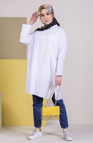 W.B Slit Pocketed Tunic 6352-05 White 6352-05