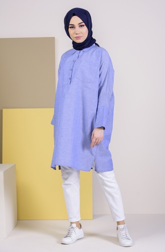 W.B Slit Pocketed Tunic 6352-06 Blue 6352-06