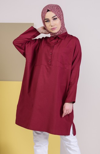 Yırtmaçlı Cepli Tunik 6352-10 Bordo