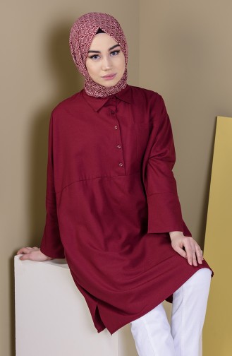 Yırtmaçlı Cepli Tunik 6352-10 Bordo