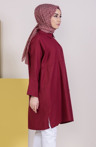 Yırtmaçlı Cepli Tunik 6352-10 Bordo