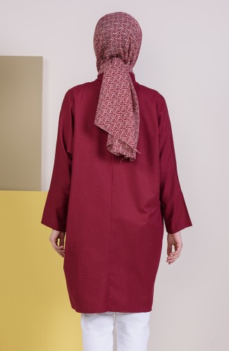 Yırtmaçlı Cepli Tunik 6352-10 Bordo