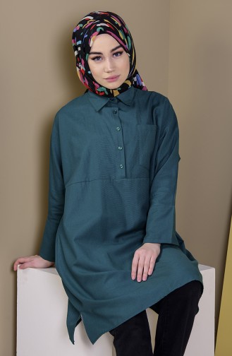 W.B Slit Pocketed Tunic 6352-11 Emerald Green 6352-11