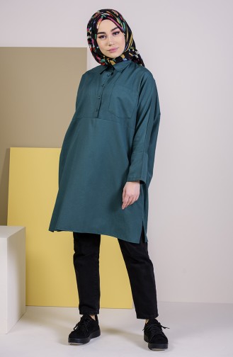 W.B Slit Pocketed Tunic 6352-11 Emerald Green 6352-11