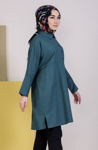 W.B Slit Pocketed Tunic 6352-11 Emerald Green 6352-11