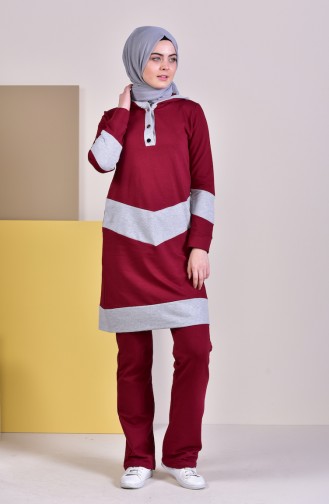 Kapüşonlu Eşofman Takım 1419-04 Bordo