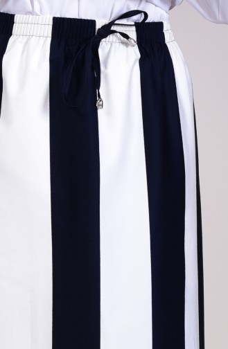 DURAN Patterned Skirt 1115C-01 Navy Blue Light Beige 1115C-01