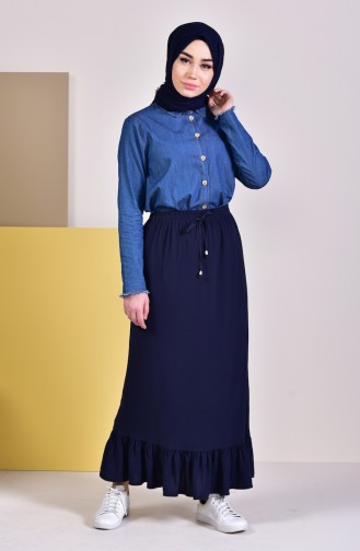 Waist Elastic Frilly Skirt 1118-02 dark Navy 1118-02