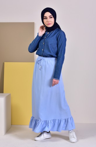 DURAN Elastic Waist Frilly Skirt 1118A-01 Blue 1118A-01
