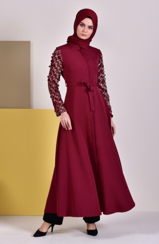 Abaya a Ceinture 8860-02 Bordeaux 8860-02