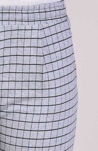 Kareli Düz Paça Pantolon 1001-03 Gri