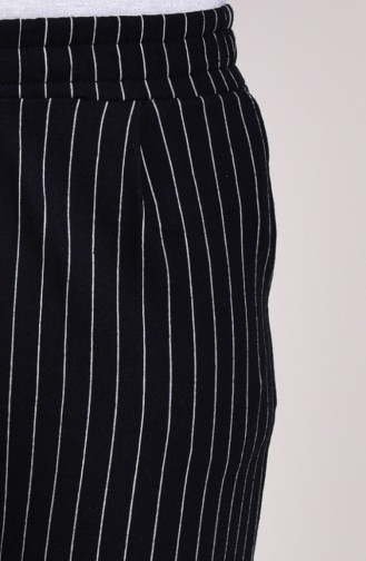 Çizgili Düz Paça Pantolon 1011-01 Siyah