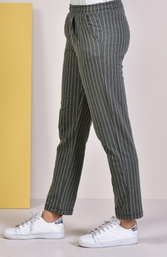 Striped Straight cuff Pants 1011-03 Khaki 1011-03