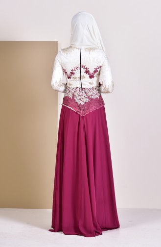 Plum Hijab Evening Dress 8524-01