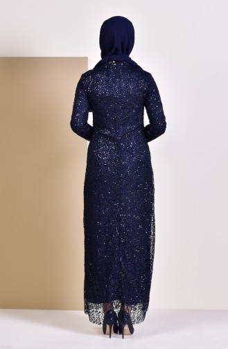 Robe de Soirée a Paillettes 4114-01 Bleu Marine 4114-01