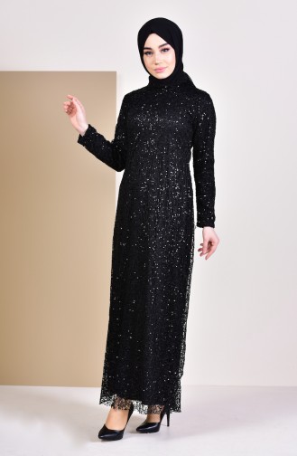 Robe de Soirée a Paillettes 4114-02 Noir 4114-02