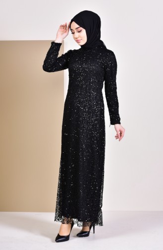 Sequin Evening Dress 4114-02 Black 4114-02