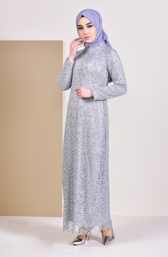 Sequin Evening Dress 4114-04 Gray 4114-04