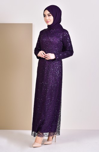 Sequin Evening Dress 4114-05 Purple 4114-05