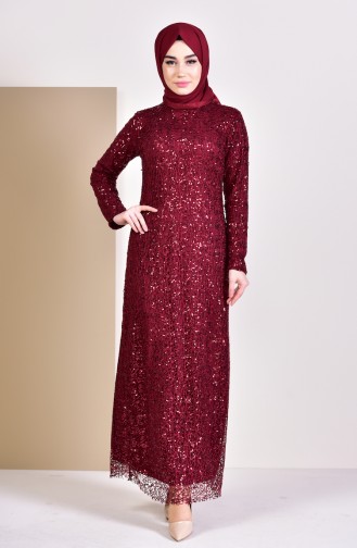 Weinrot Hijab-Abendkleider 4114-06