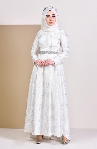 Silver Gray Hijab Dress 9081-01