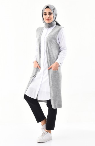 Slim Fit Knitwear Pocket Vest 9017-01 Gray 9017-01