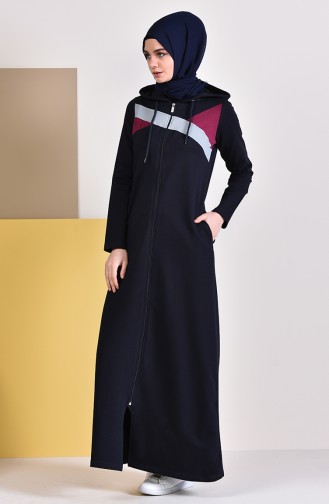 Abaya Sport a Capuche 8337-02 Bleu Marine 8337-02