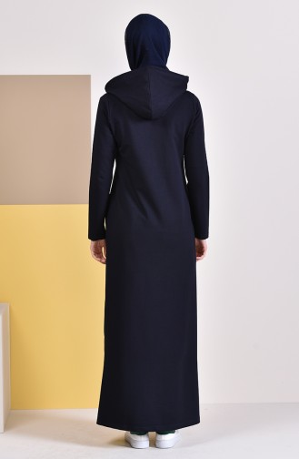 Hooded Sports Abaya  8337-02 Navy Blue 8337-02