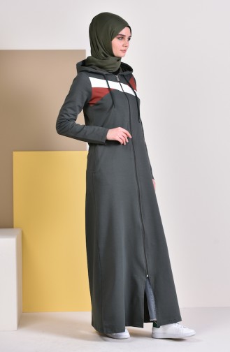 Hooded Sports Abaya  8337-03 Khaki 8337-03