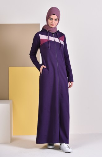 Hooded Sports Abaya  8337-05 Purple 8337-05