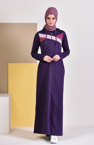 Hooded Sports Abaya  8337-05 Purple 8337-05