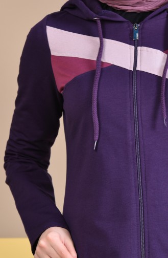 Hooded Sports Abaya  8337-05 Purple 8337-05