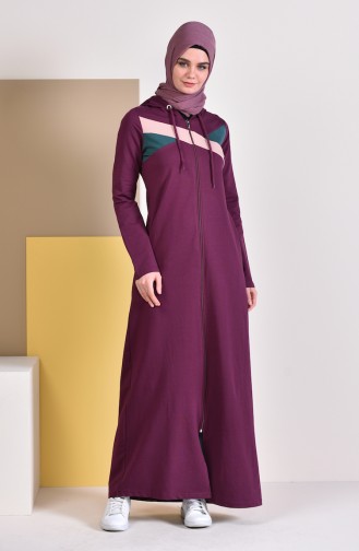 Hooded Sports Abaya 8337-06 Plum 8337-06