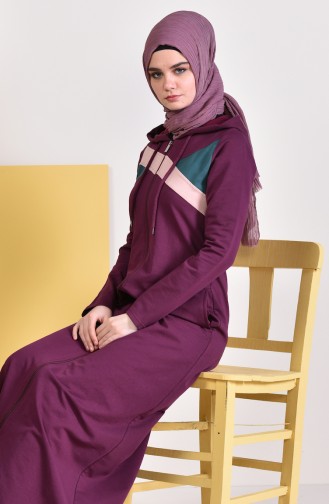 Abaya Sport a Capuche 8337-06 Plum 8337-06