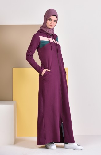 Abaya Sport a Capuche 8337-06 Plum 8337-06