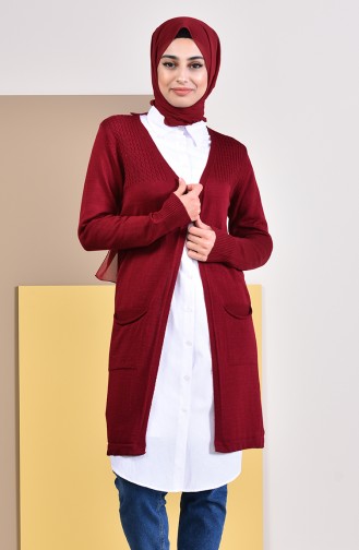 iLMEK Seasonal Pocketed Cardigan 4129-01 Claret Red 4129-01